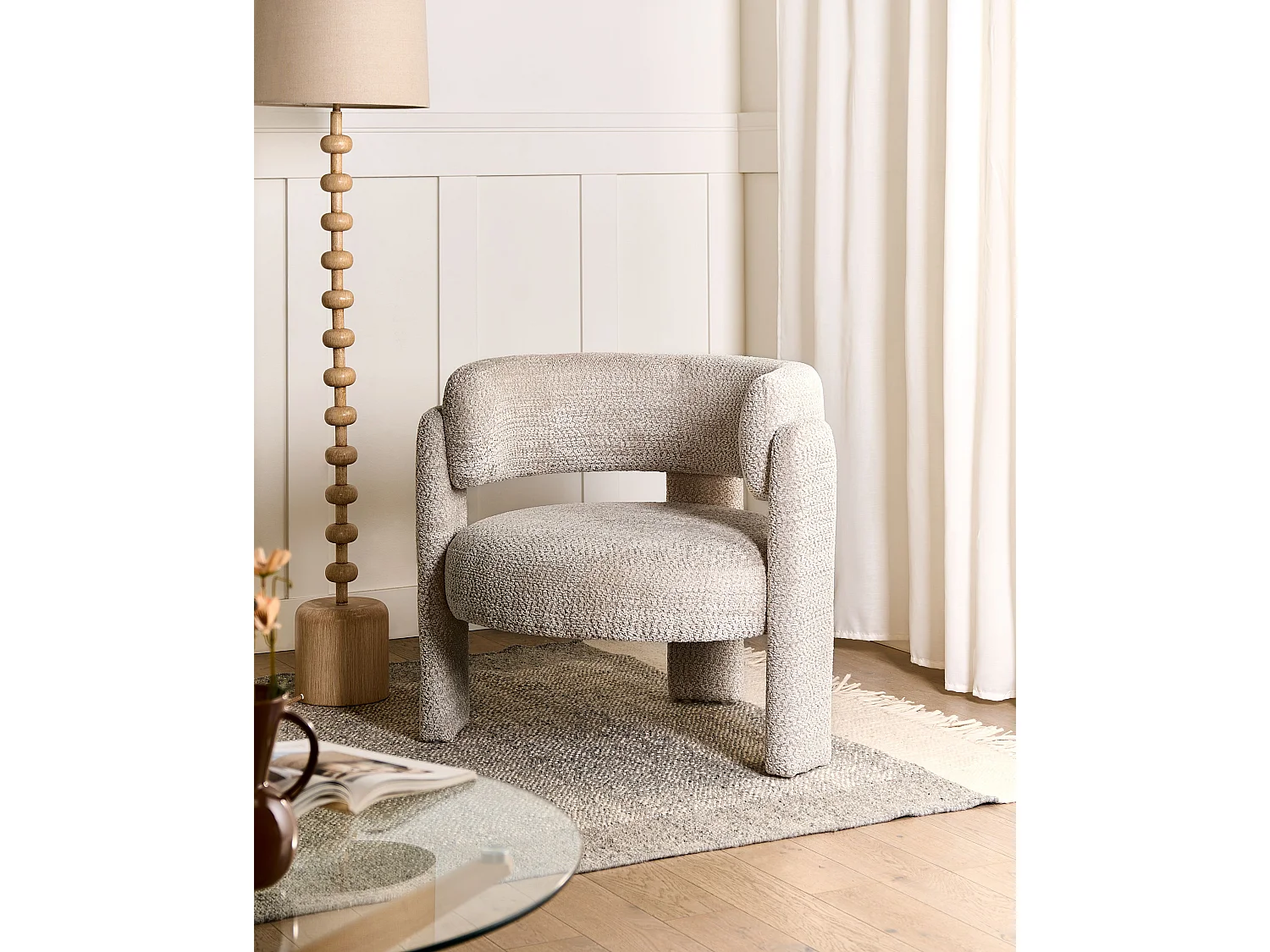 Fauteuil BUREA Tissu chenille Beige clair