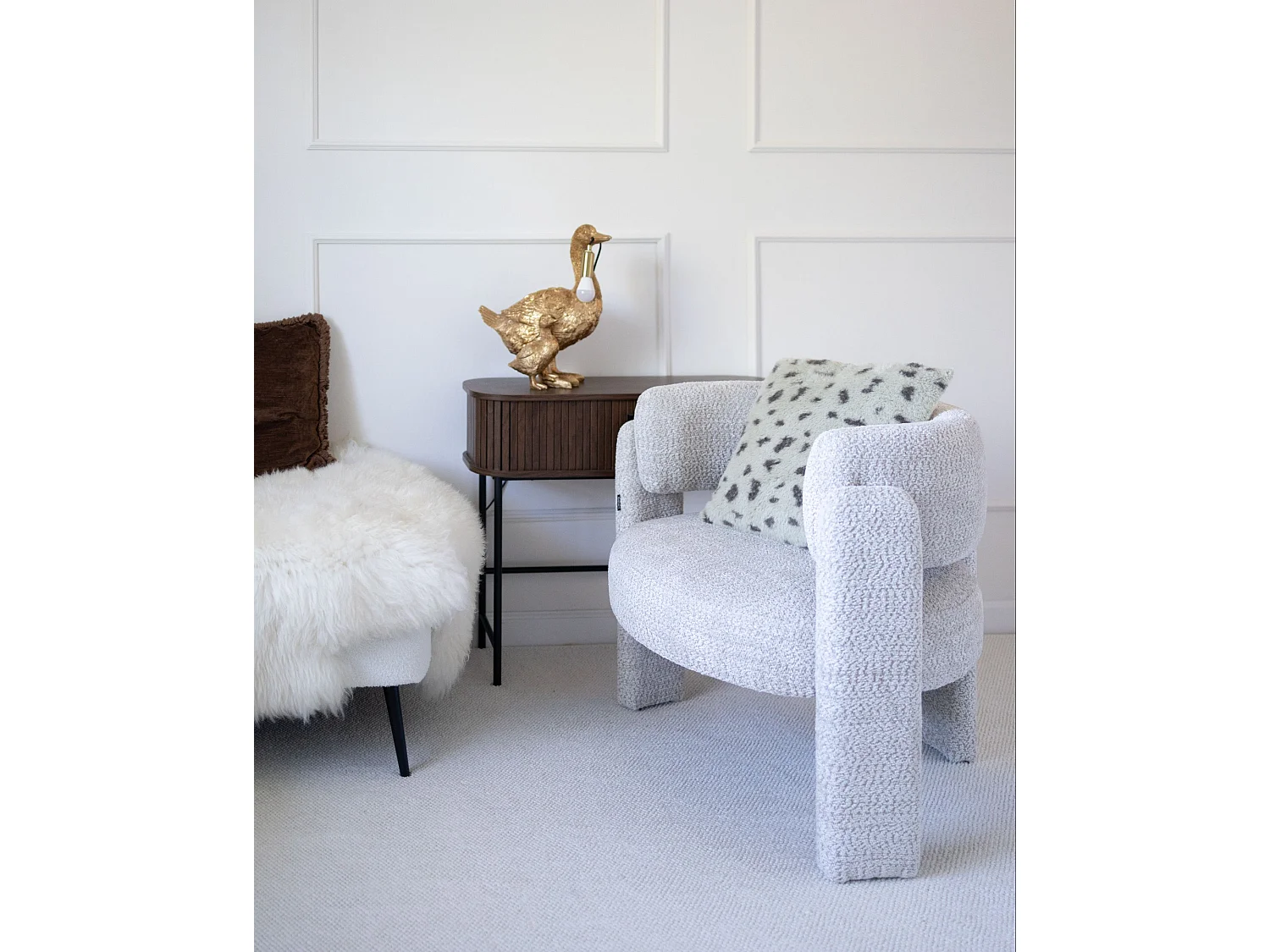 Fauteuil BUREA Tissu chenille Beige clair