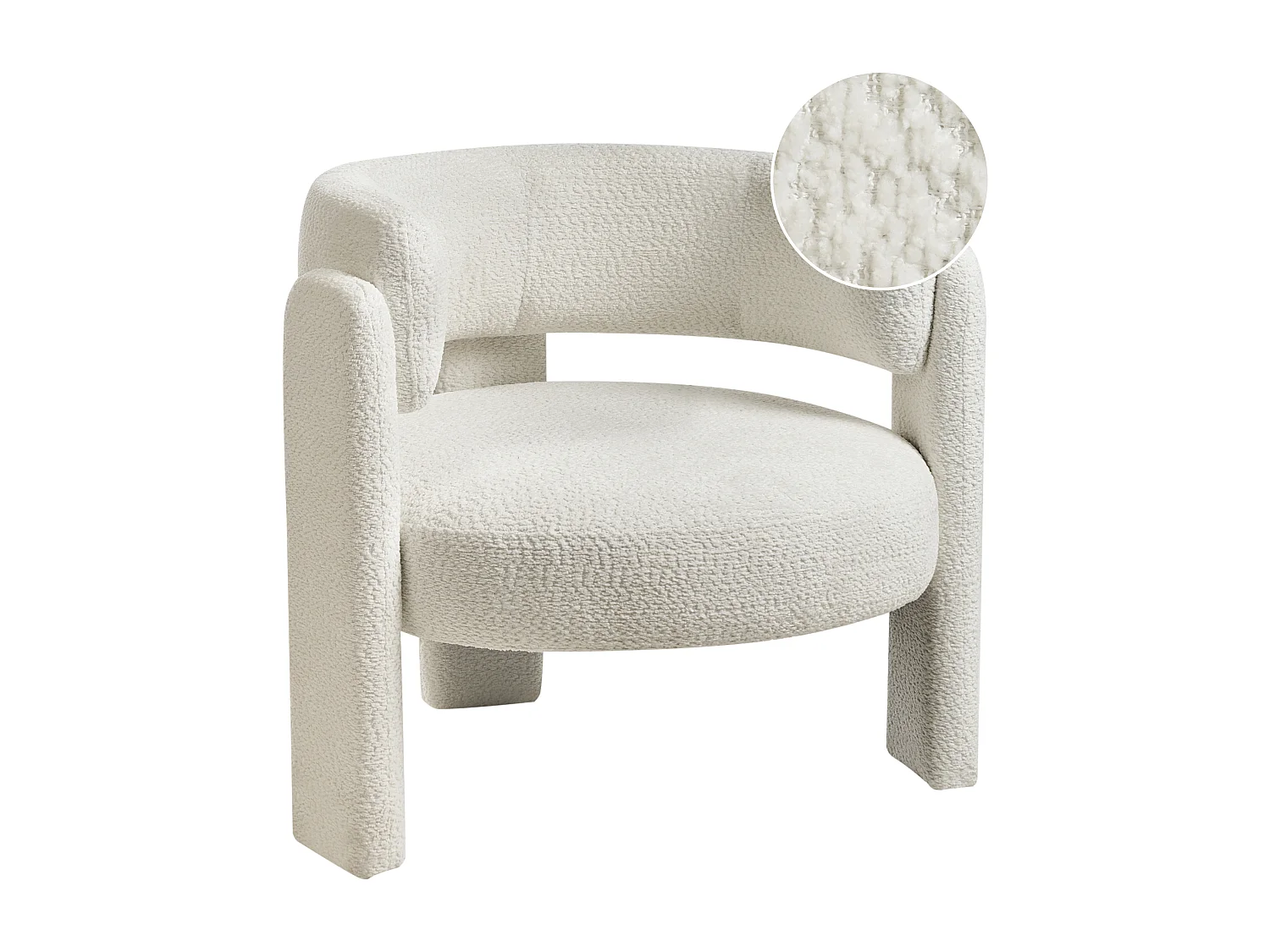 Fauteuil BUREA Tissu chenille Blanc cassé