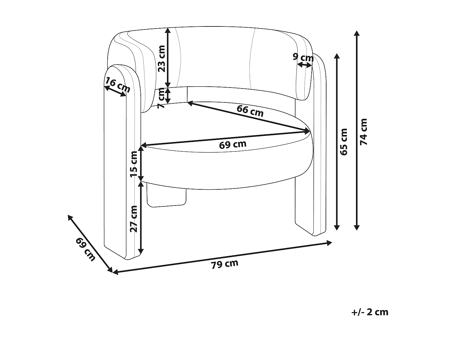 Fauteuil BUREA Tissu chenille Blanc cassé