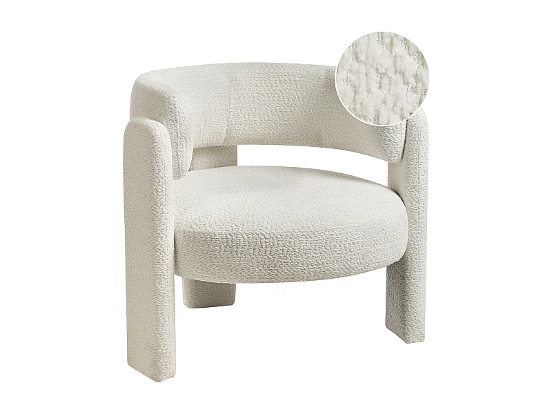 Fauteuil BUREA Tissu chenille Blanc cassé