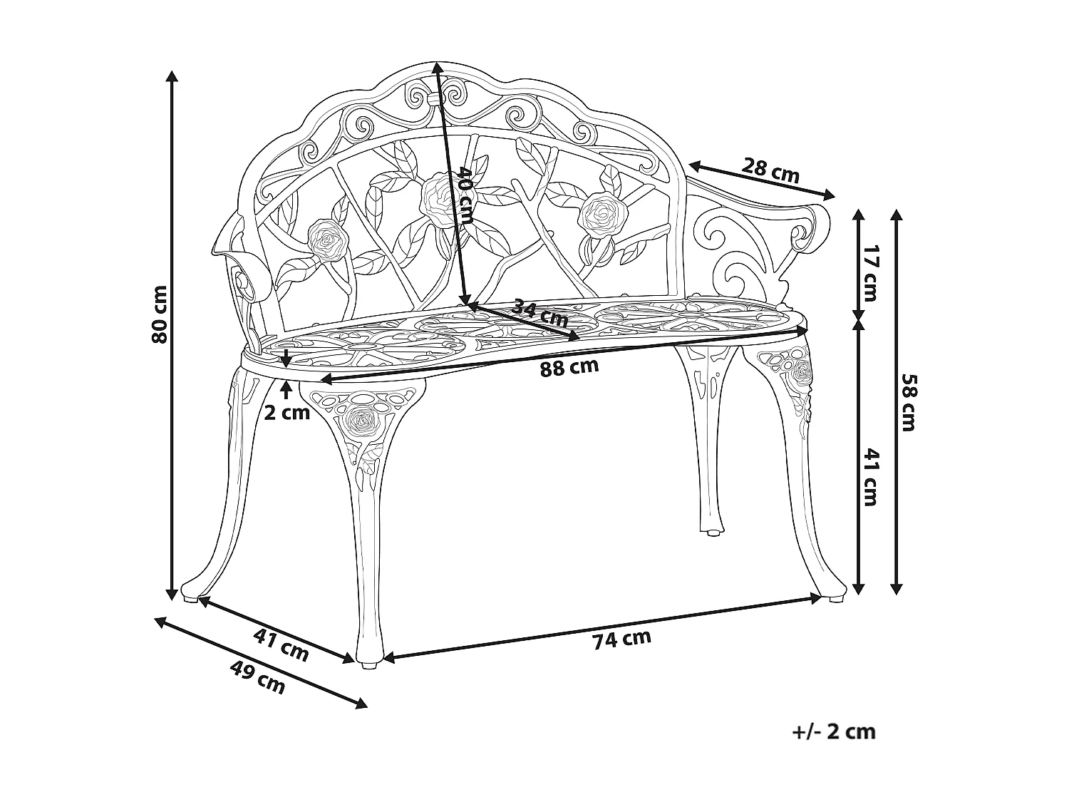 Banc de jardin PIURA 88 cm Métal Blanc