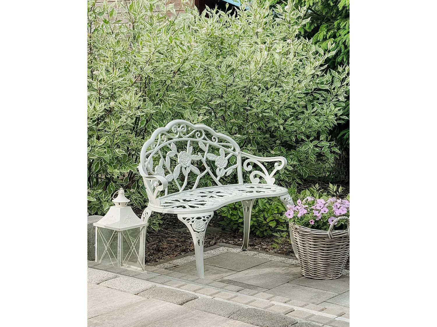 Banc de jardin PIURA 88 cm Métal Blanc