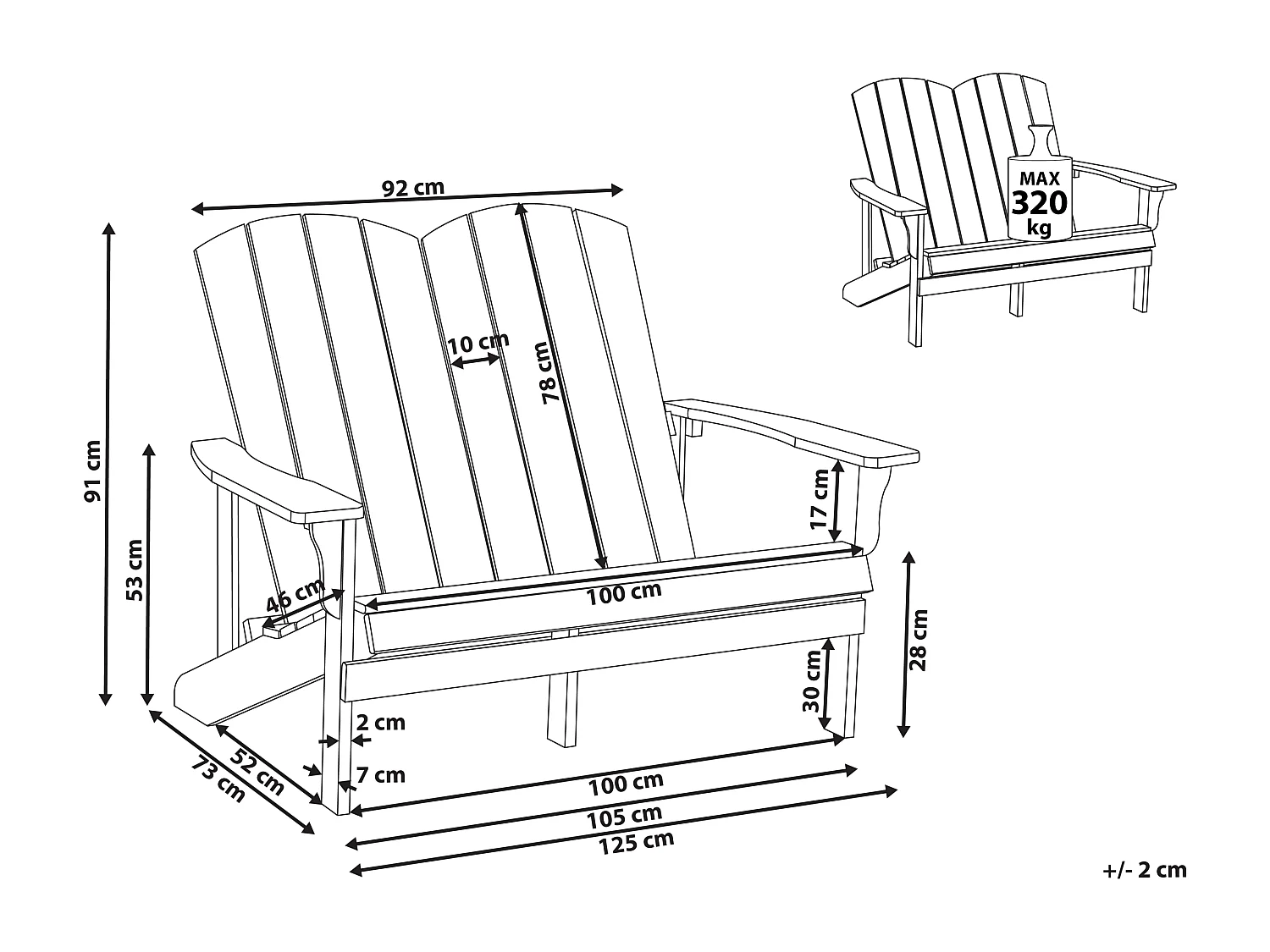 Banc de jardin ADIRONDACK 125 cm Bleu clair