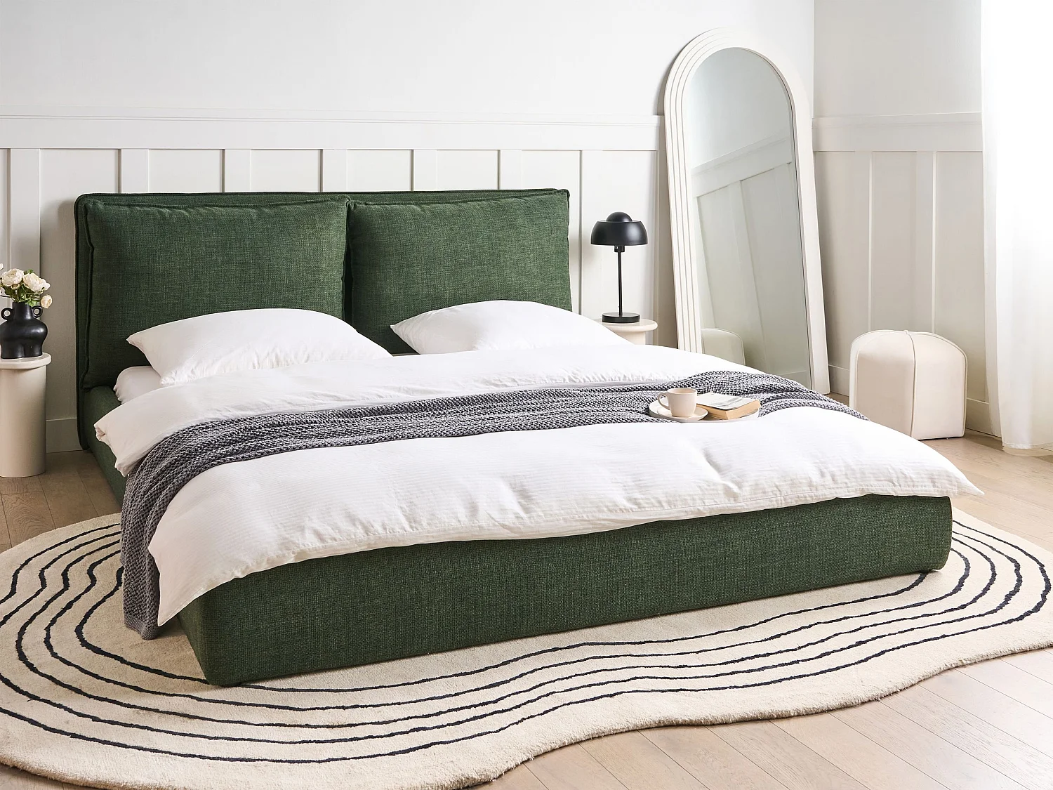 Lit à eau Tissu BAJONNA 180 x 200 cm Vert foncé