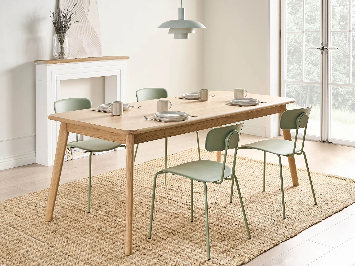 Table de repas KEHO Chêne clair 200 cm 90 cm