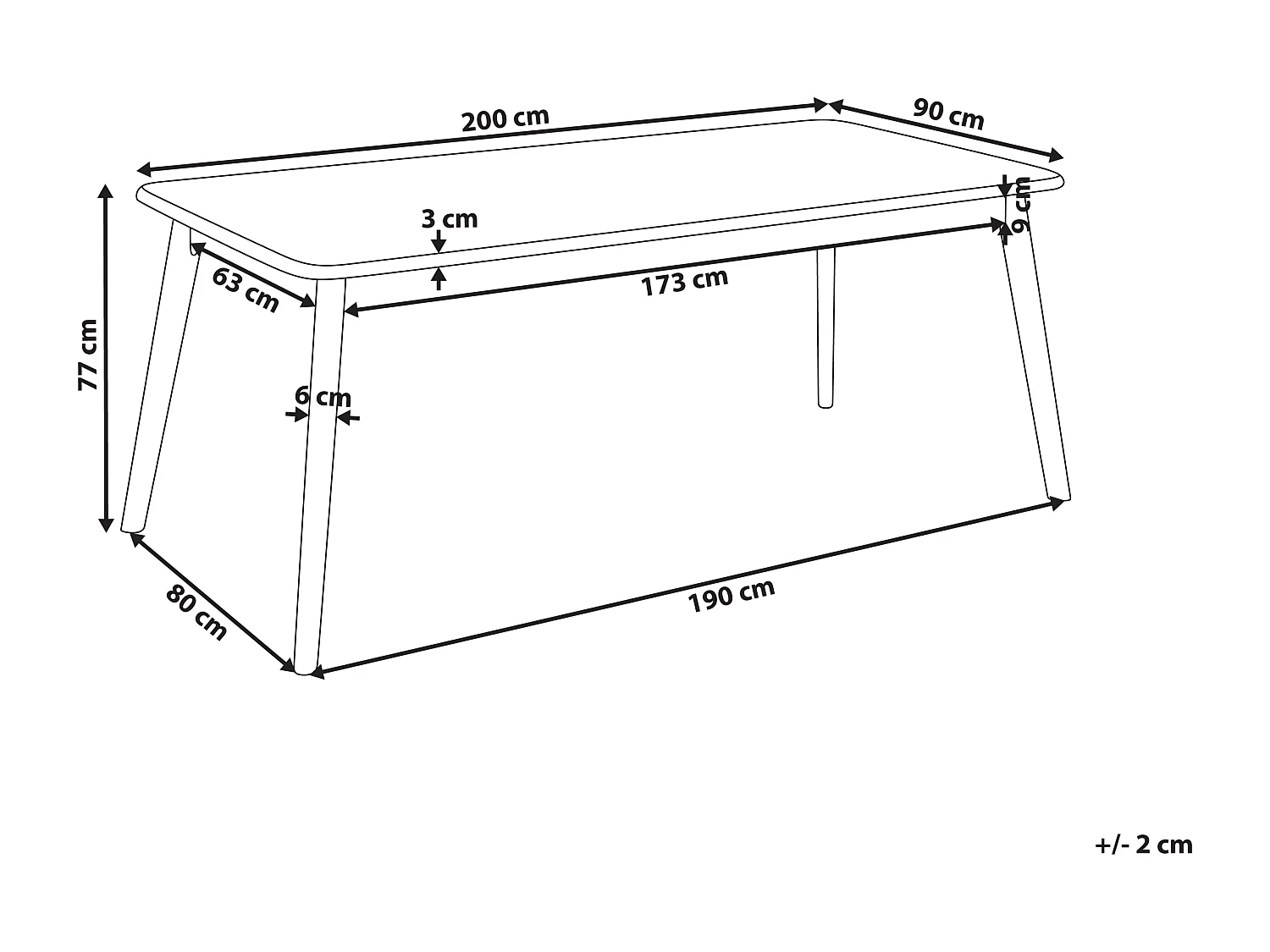Table de repas KEHO Chêne clair 200 cm 90 cm