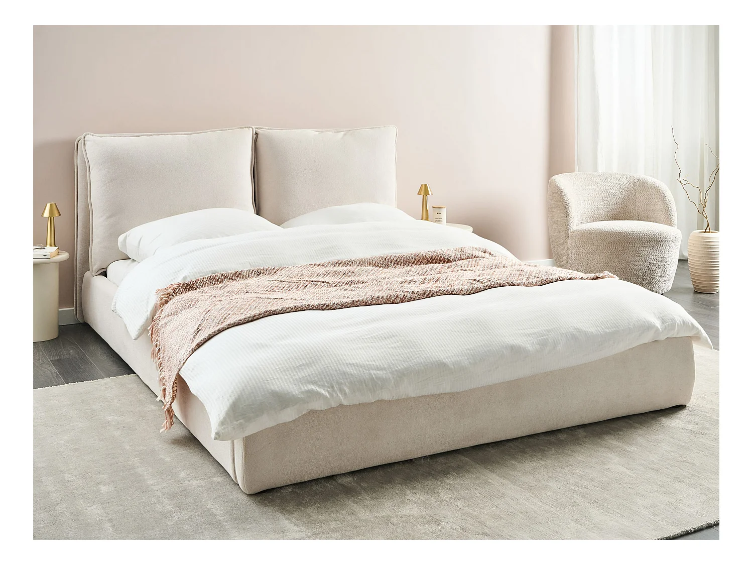 Lit à eau Tissu BAJONNA 160 x 200 cm Beige clair