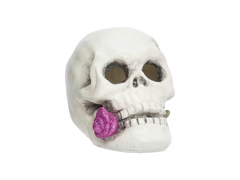 Tête de Mort en grès blanc - 14,5 x 21,2 x 17 cm