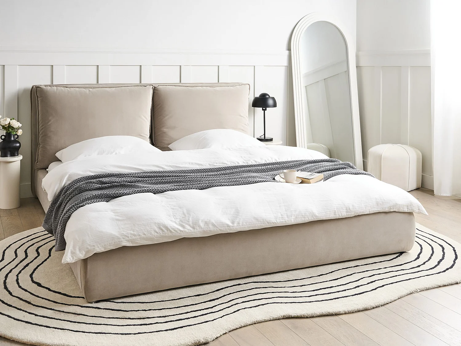 Lit à eau Velours BAJONNA 180 x 200 cm Taupe