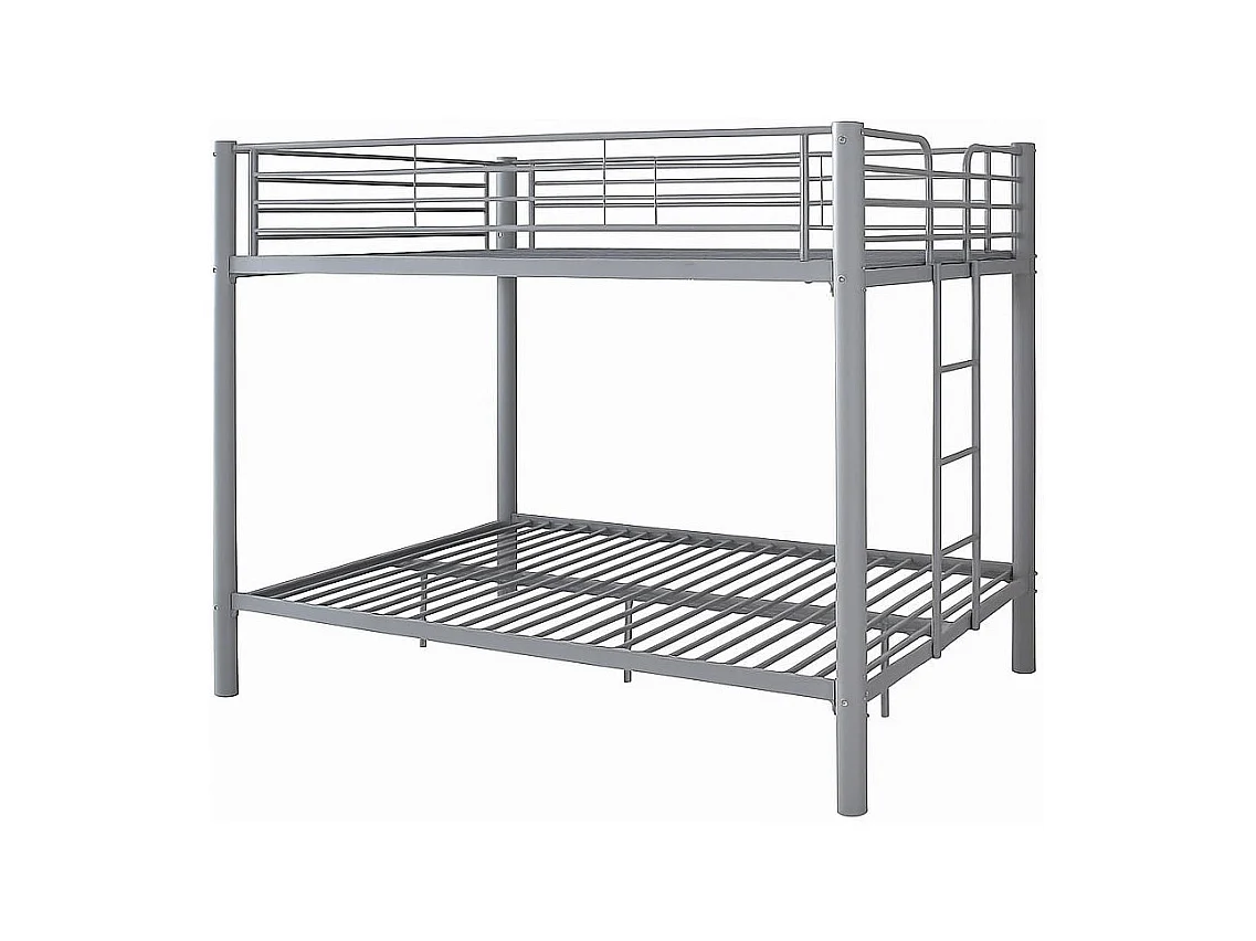 Pack Lit superposé en métal gris + matelas compris 4 places 2+2 COLOSSE 140x190 cm sommier inclus