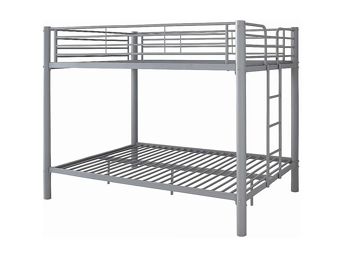 Pack Lit superposé en métal gris + matelas compris 4 places 2+2 COLOSSE 140x190 cm sommier inclus