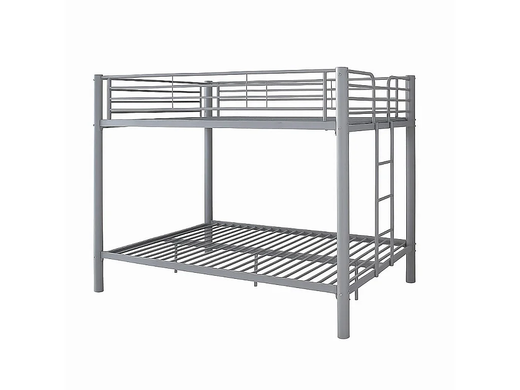 Lit superposé métal gris 4 places 140x190 cm + matelas et sommier inclus  COLOSSE