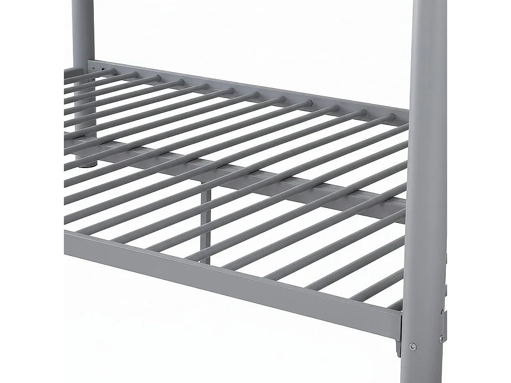 Lit superposé métal gris 4 places 140x190 cm + matelas et sommier inclus  COLOSSE