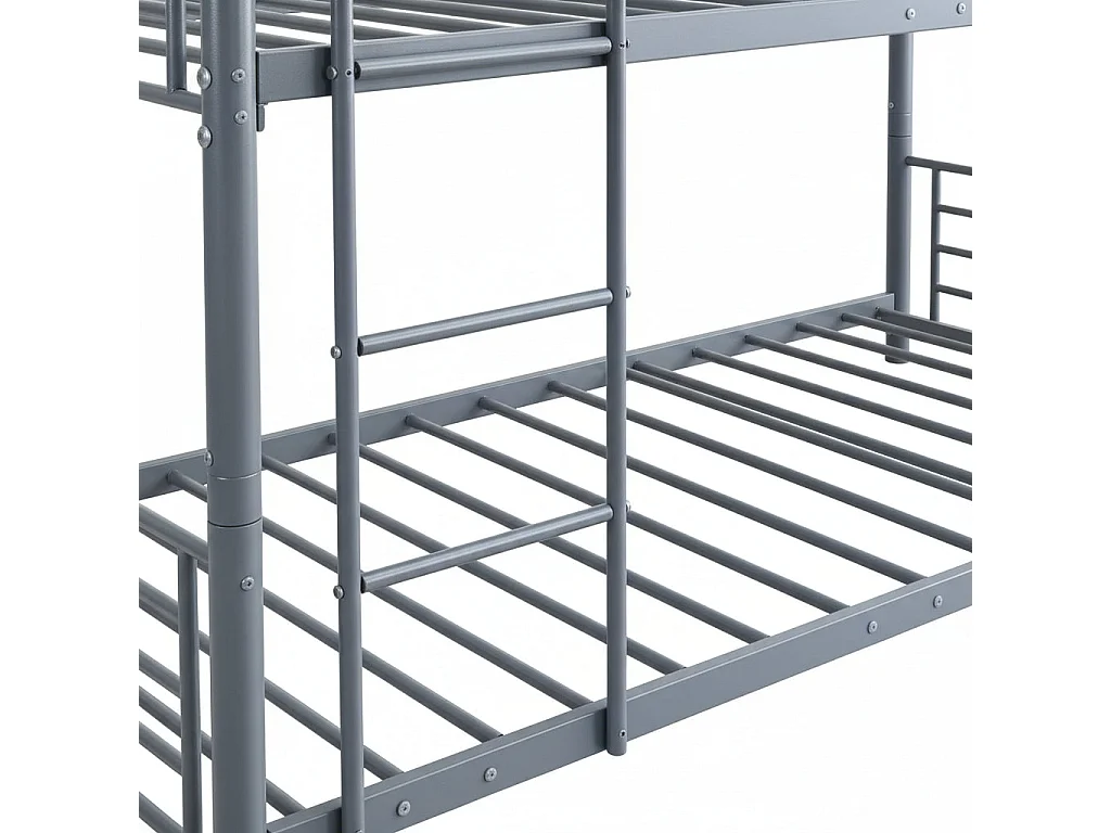 Pack Lit superposé en métal gris 3 couchages 90x190 avec matelas TRIPLE