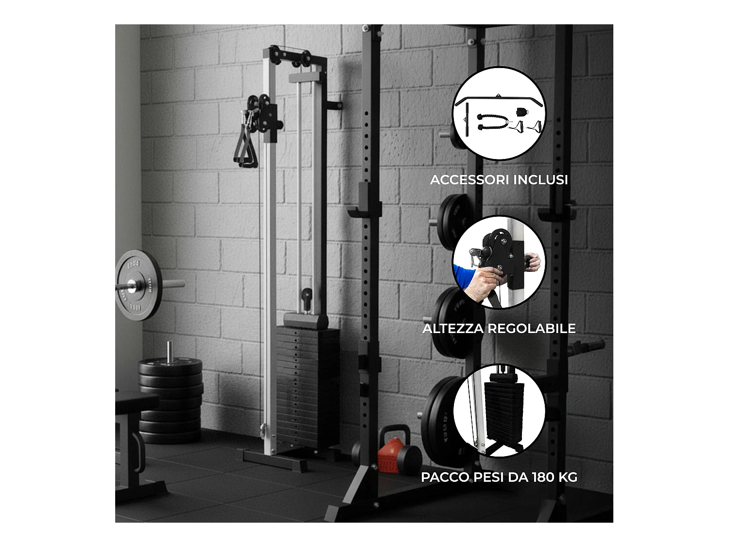 Máquina de Cable de Polea para pared - Bloque de Pesas 80 kg