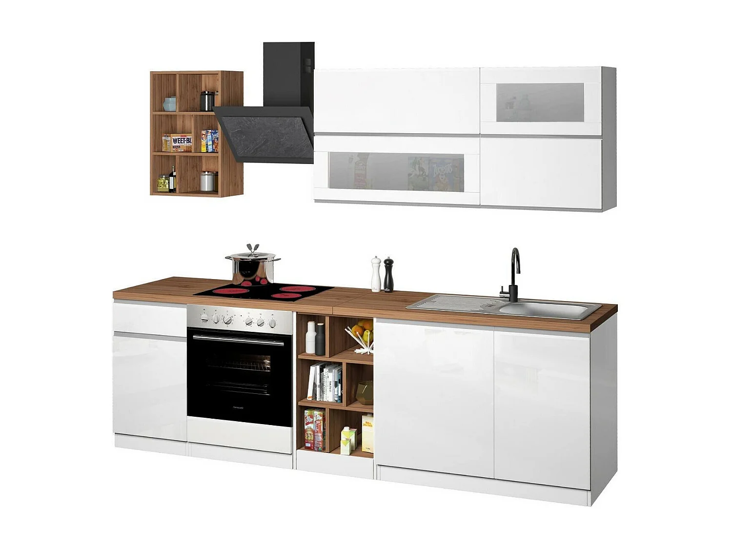 Cuisine Complète Sources, Modulable Made in Italy, Blanc Brillant
