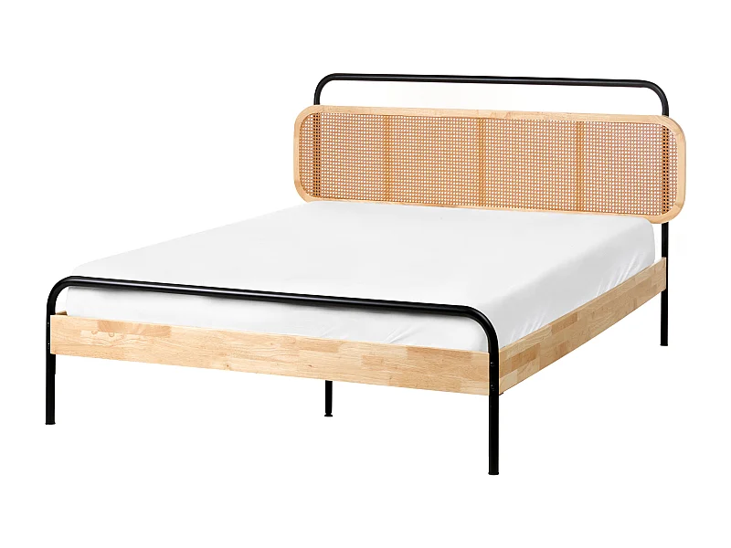 Lit avec sommier Rotin BOUSSICOURT 140 x 200 cm Marron clair