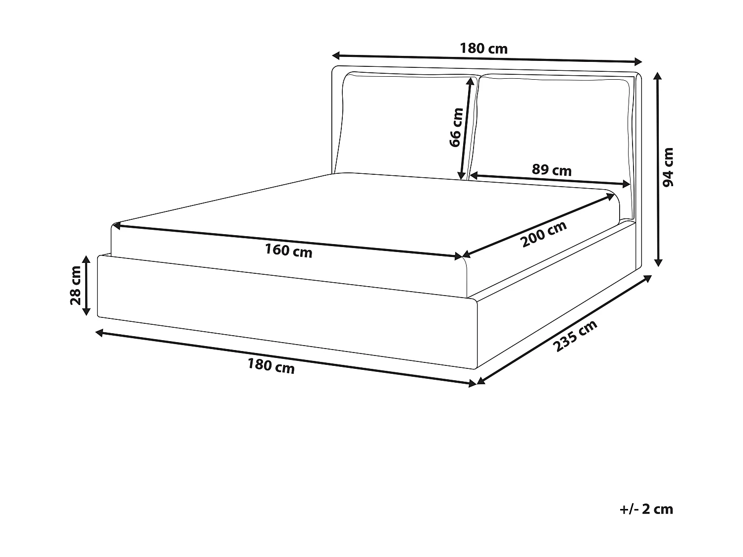 Lit avec sommier Tissu BAJONNA 160 x 200 cm Vert foncé
