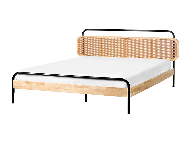 Lit avec sommier Rotin BOUSSICOURT 180 x 200 cm Marron clair