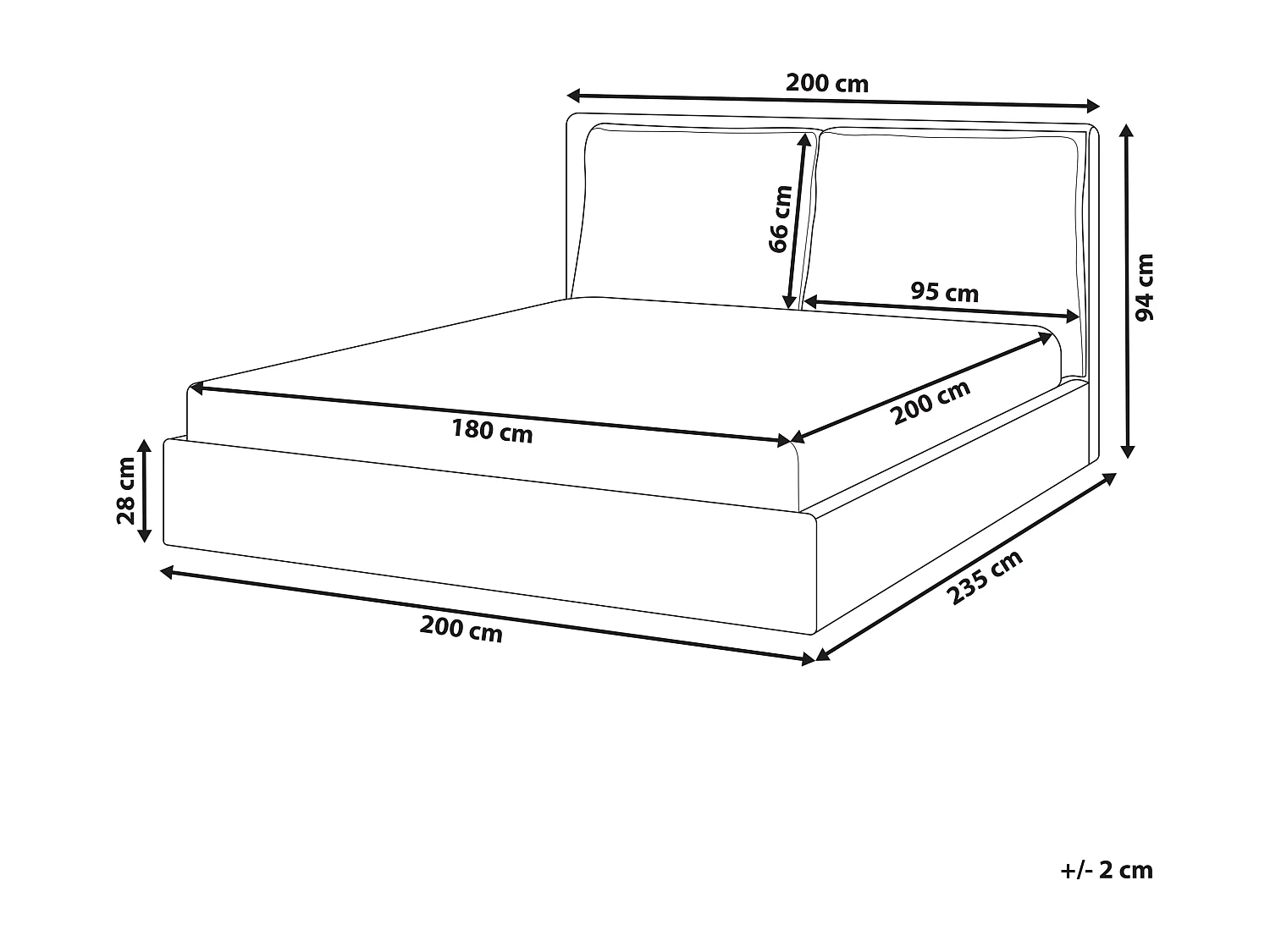 Lit avec sommier Tissu BAJONNA 180 x 200 cm Vert foncé