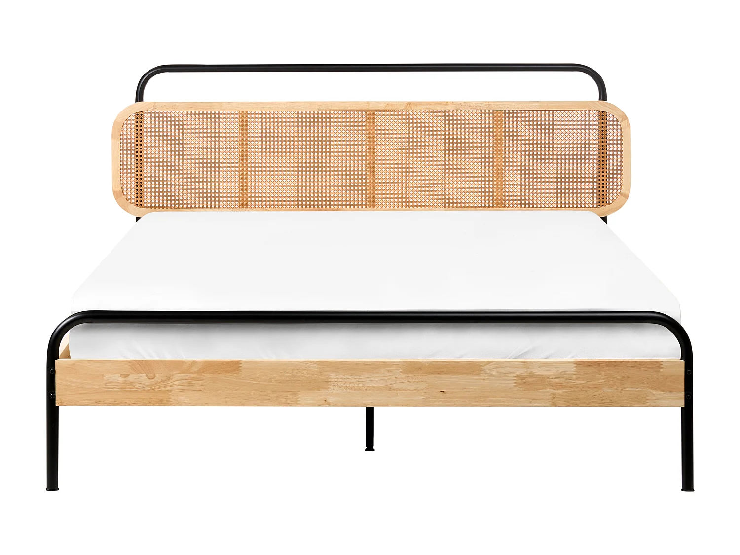 Lit avec sommier Rotin BOUSSICOURT 160 x 200 cm Marron clair