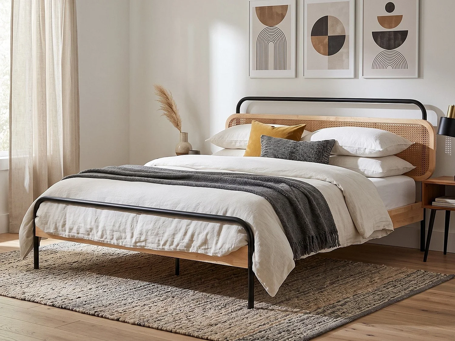 Bed Rattan BOUSSICOURT 160 x 200 cm (EU King Size) Light Brown