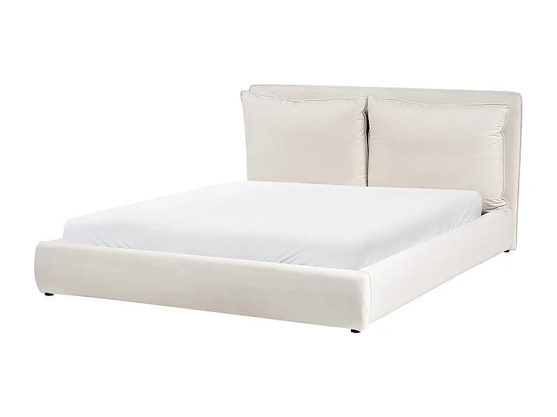 Lit avec sommier Tissu BAJONNA 160 x 200 cm Beige clair
