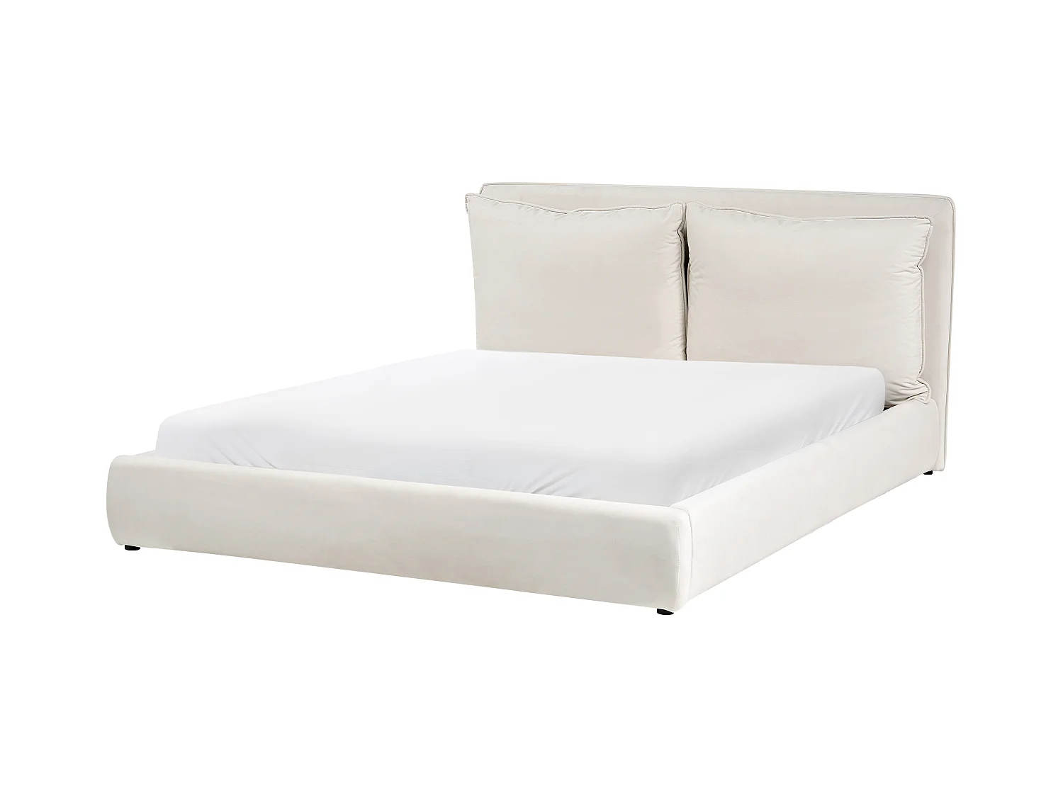 Lit avec sommier Tissu BAJONNA 160 x 200 cm Beige clair