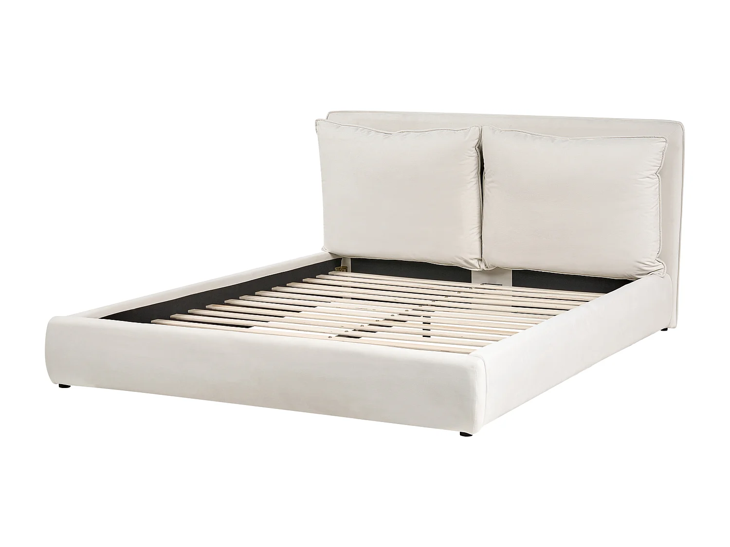 Lit avec sommier Tissu BAJONNA 160 x 200 cm Beige clair