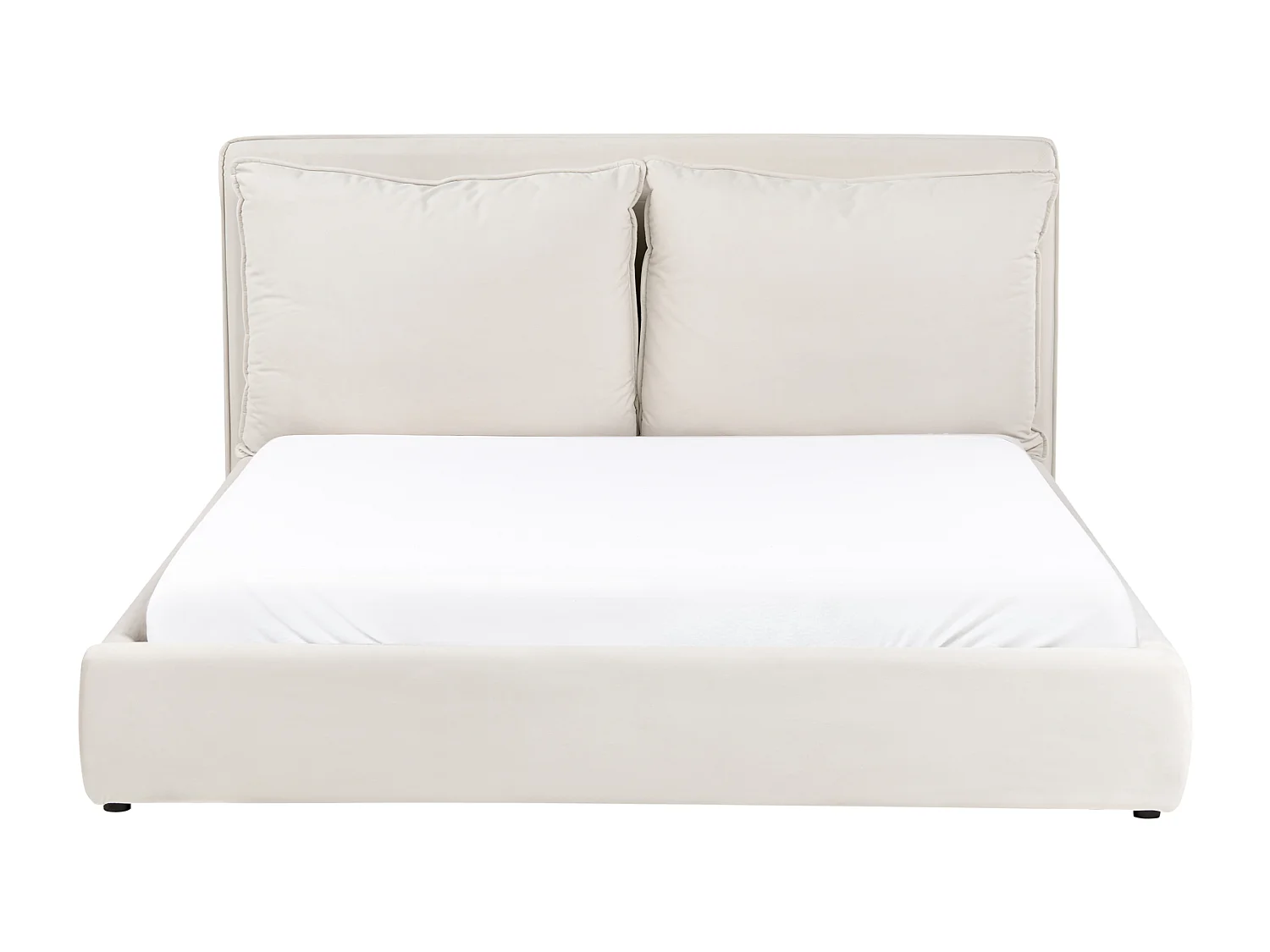 Lit avec sommier Tissu BAJONNA 160 x 200 cm Beige clair