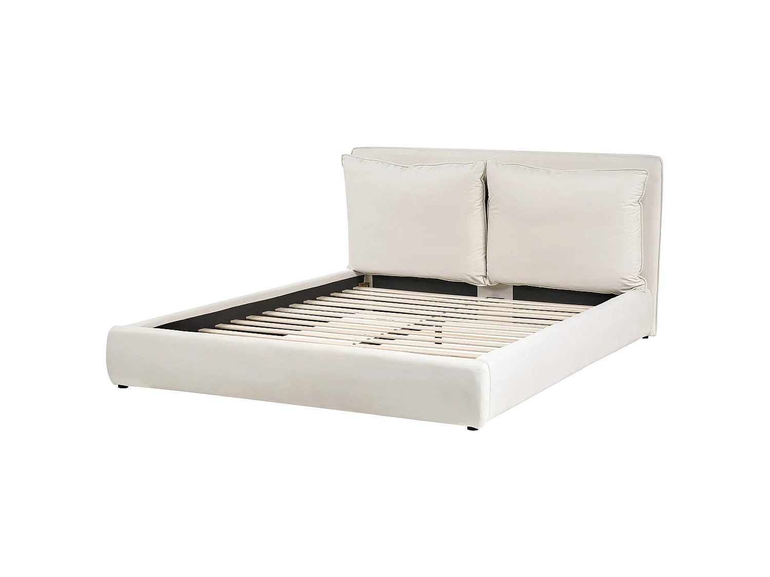 Lit avec sommier Tissu BAJONNA 160 x 200 cm Beige clair