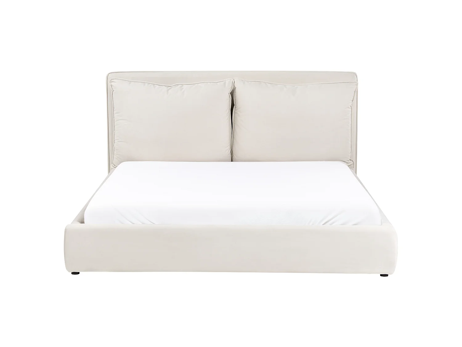 Lit avec sommier Tissu BAJONNA 160 x 200 cm Beige clair