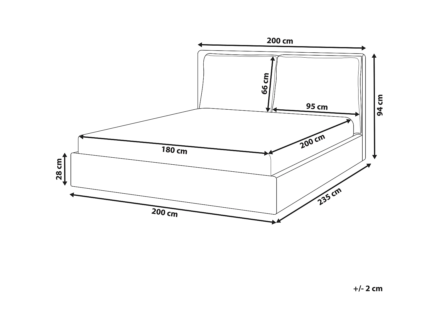 Lit avec sommier Tissu BAJONNA 180 x 200 cm Beige clair