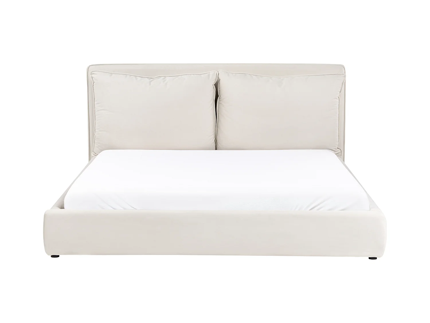 Lit avec sommier Tissu BAJONNA 180 x 200 cm Beige clair