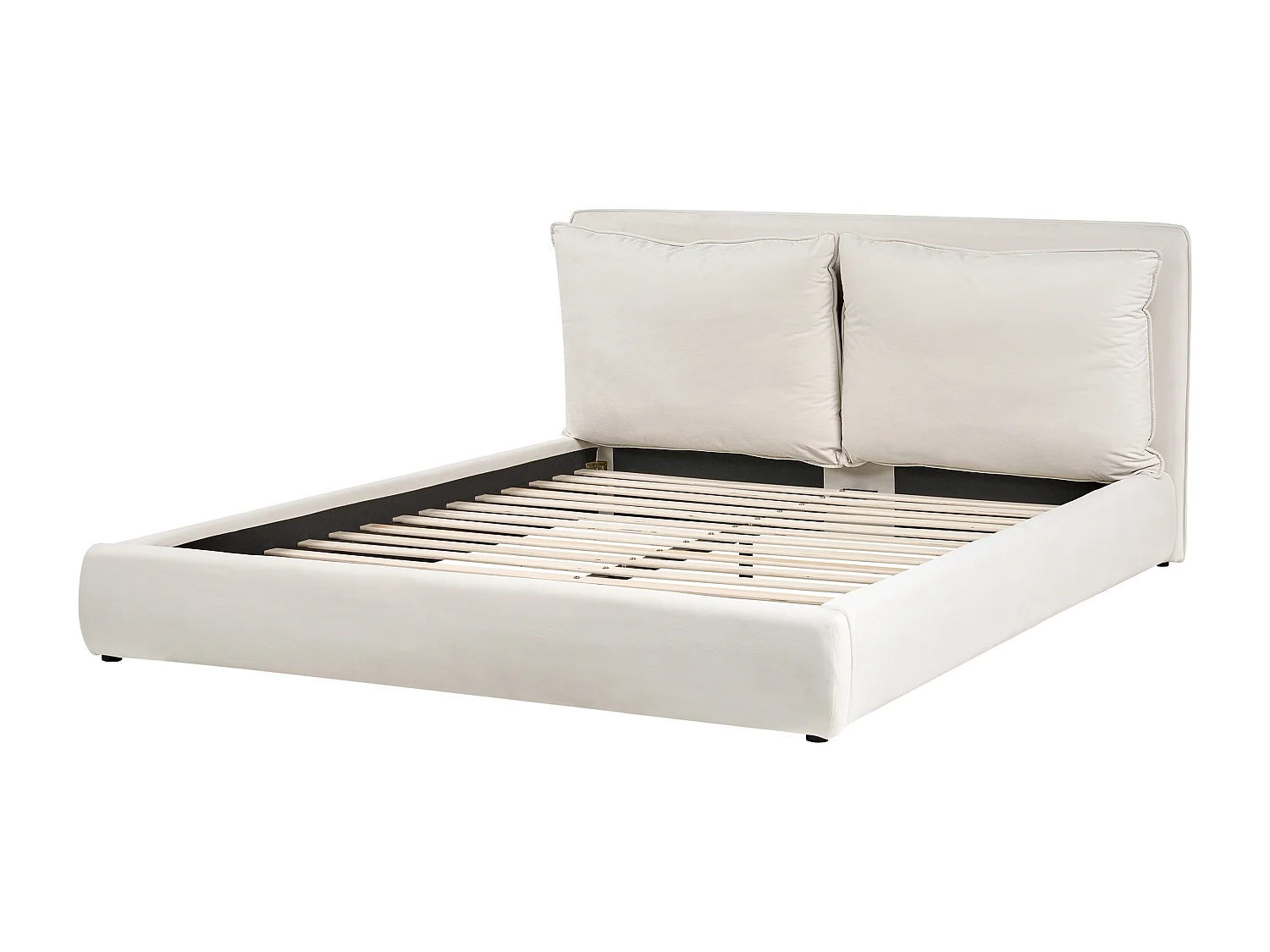 Lit avec sommier Tissu BAJONNA 180 x 200 cm Beige clair