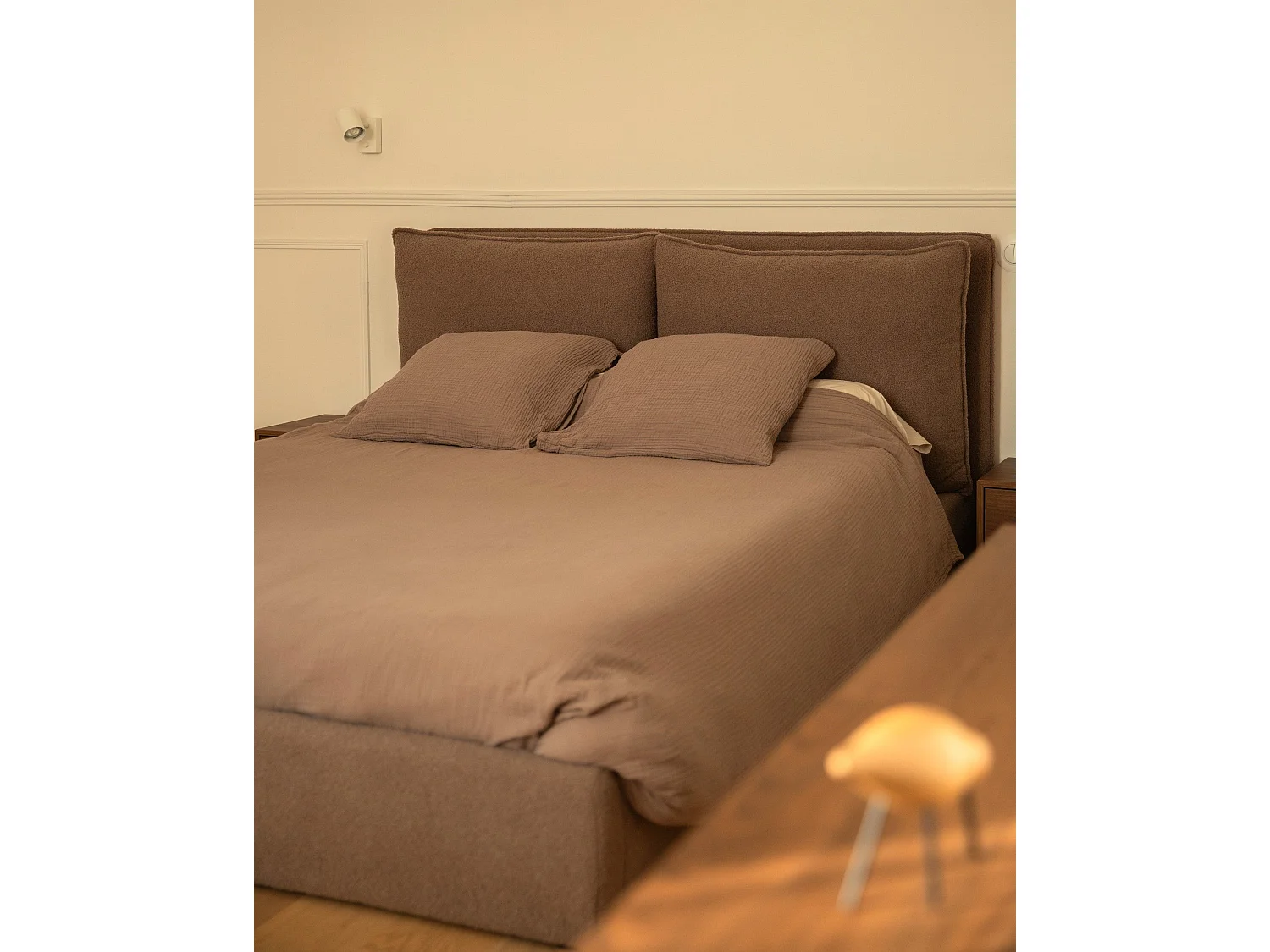Lit avec sommier Bouclé BAJONNA 160 x 200 cm Marron