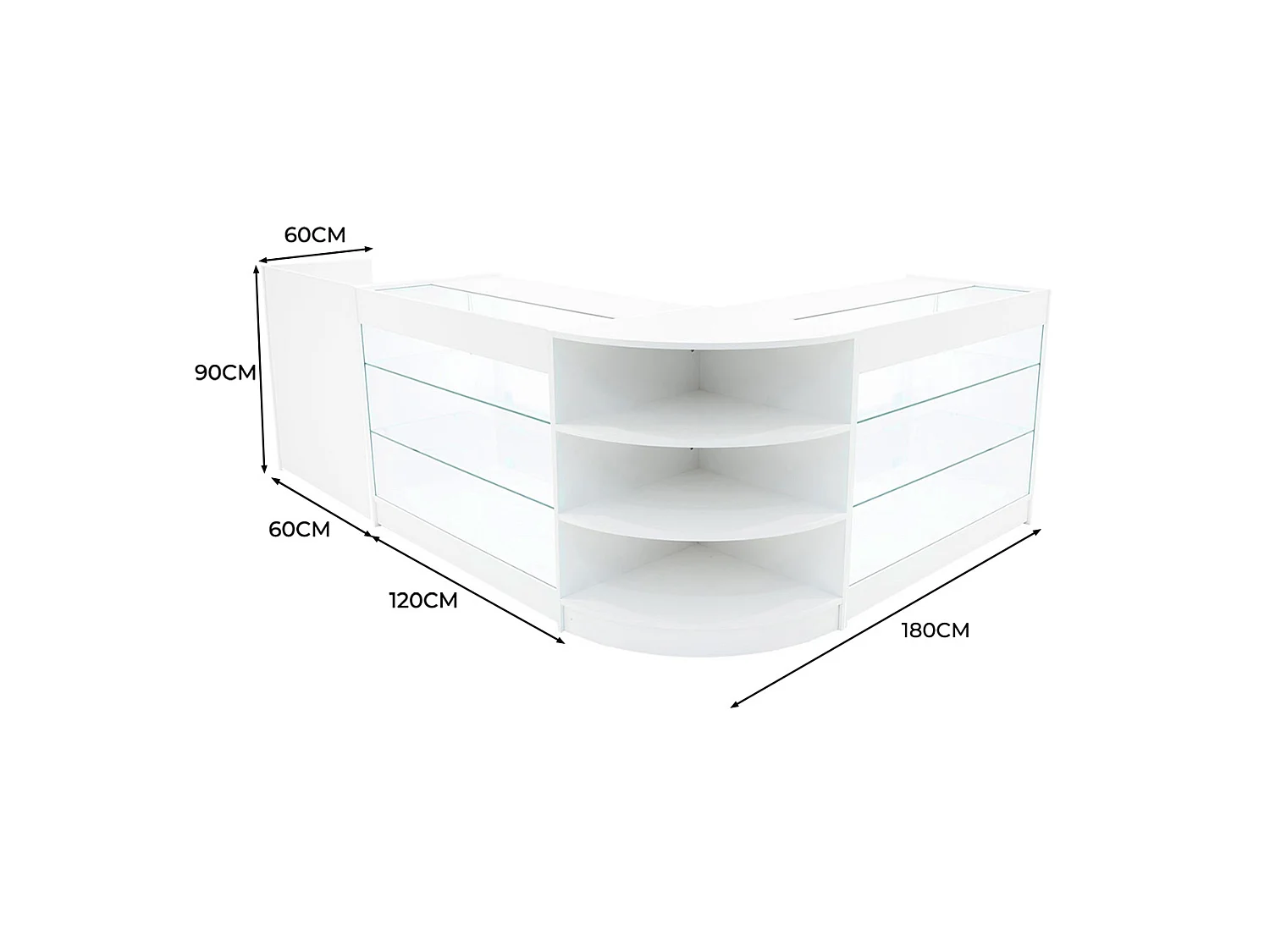 Astro LED-myymälätiskisarja LM60, TB60 ja 2 x K1200 - valkoinen