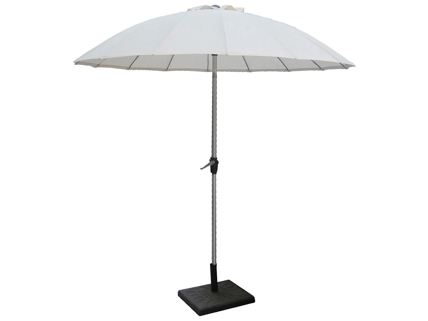 Guarda-sol de alumínio com manivela, lona de poliéster cru e estrutura antracite, diâmetro 2,7 m