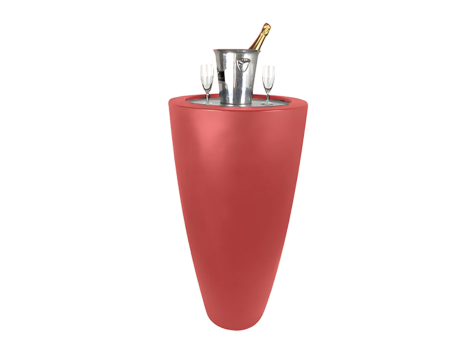 Pot Conique 3 En 1pot De Fleurs- Mange Debout-seau A Champagne Dessus Inox