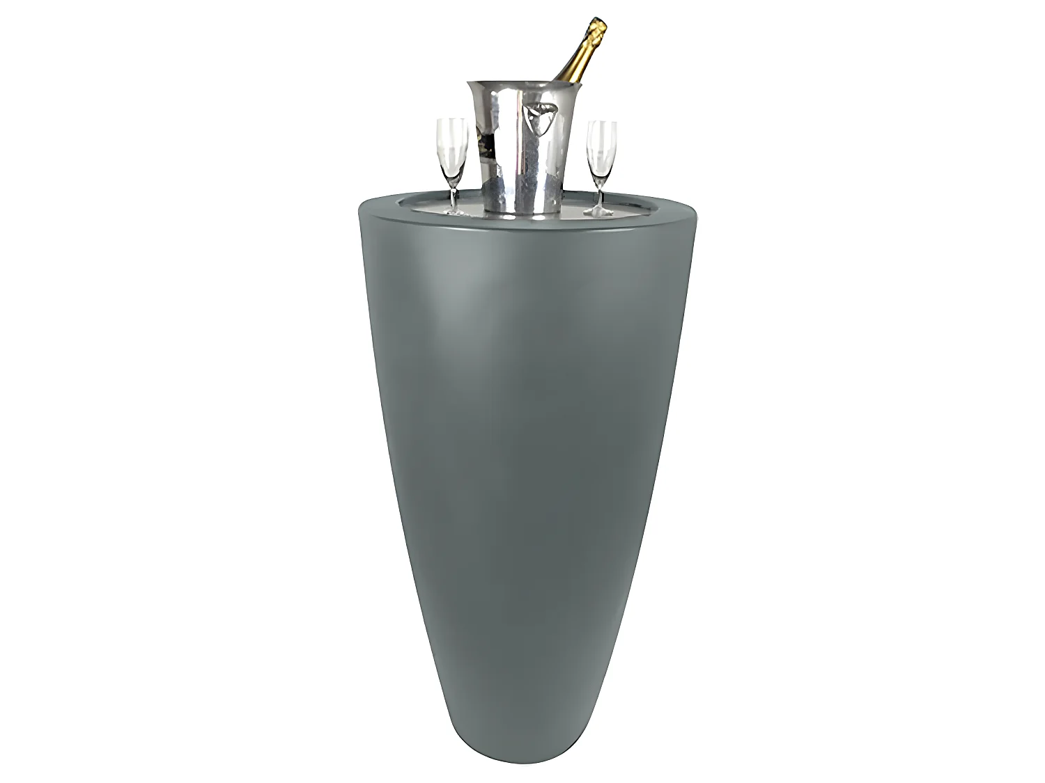Pot Conique 3 En 1pot De Fleurs- Mange Debout-seau A Champagne Dessus Inox