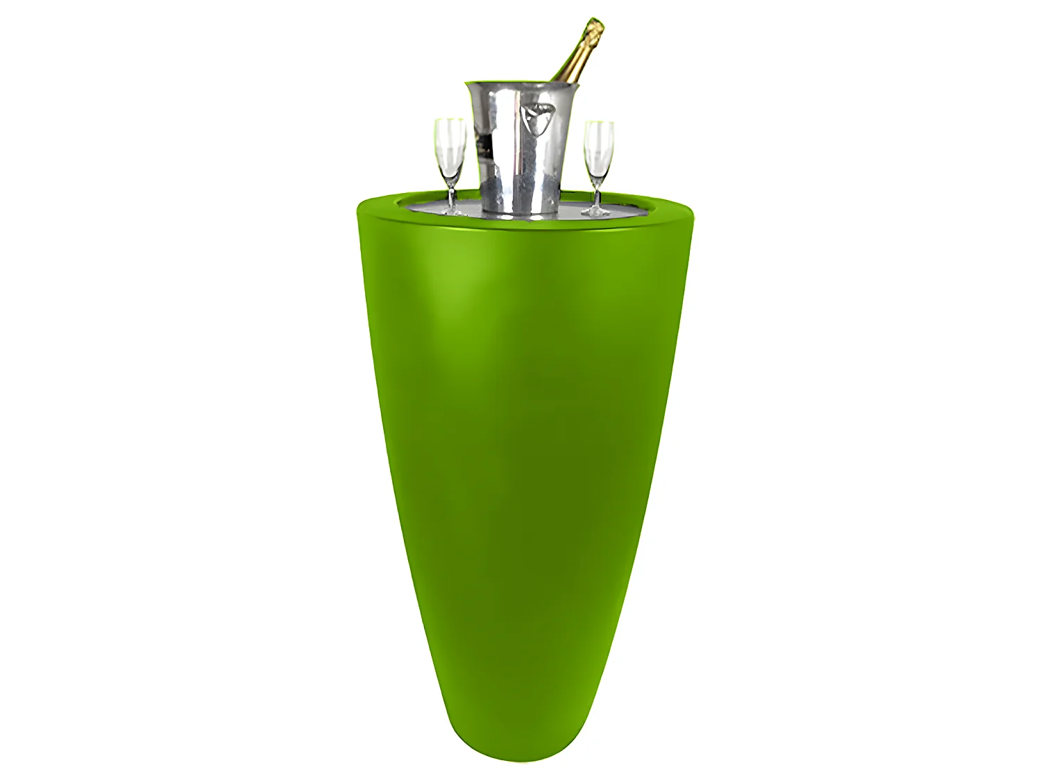 Pot Conique 3 En 1pot De Fleurs- Mange Debout-seau A Champagne Dessus Inox