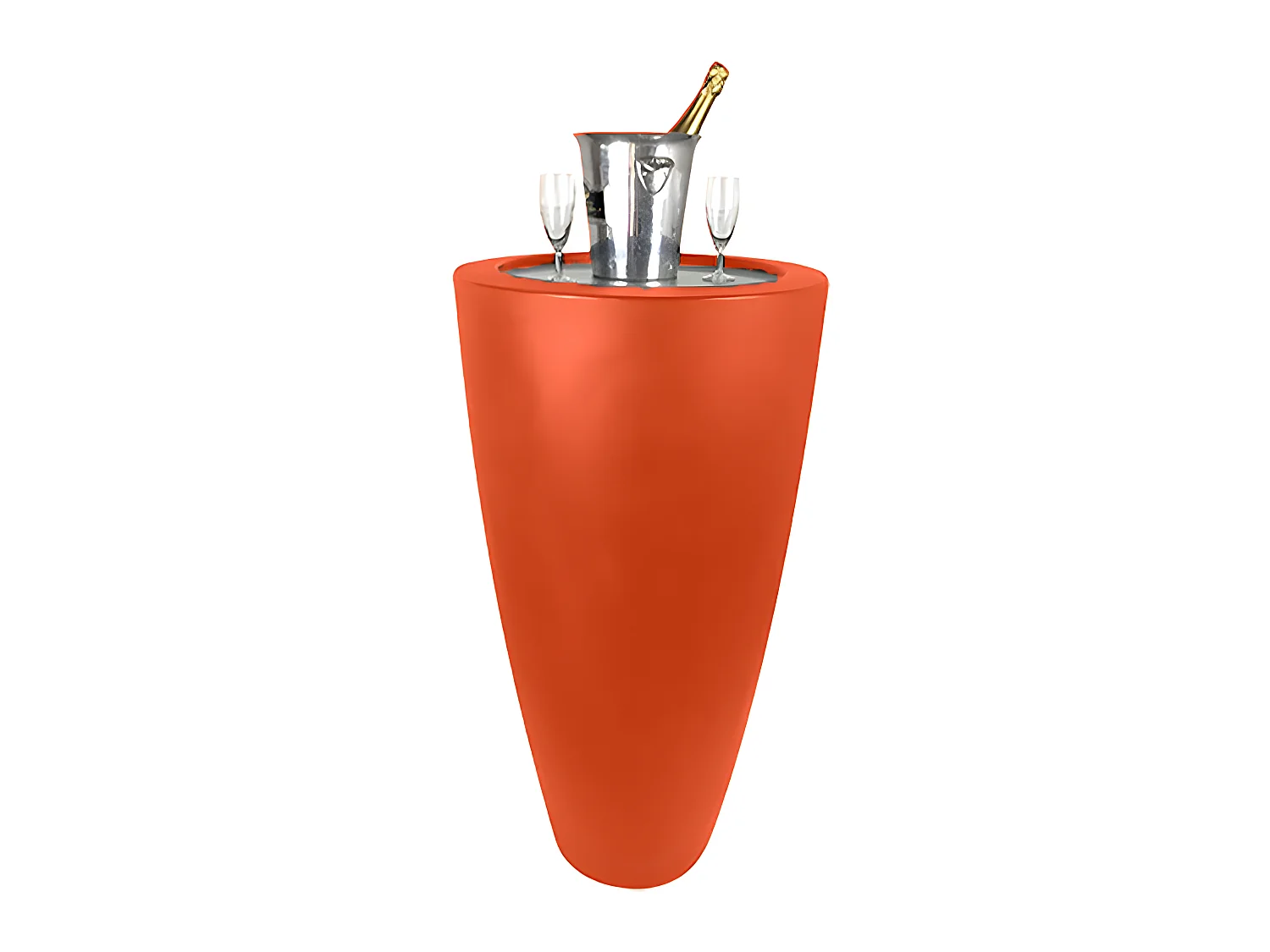 Pot Conique 3 En 1pot De Fleurs- Mange Debout-seau A Champagne Dessus Inox
