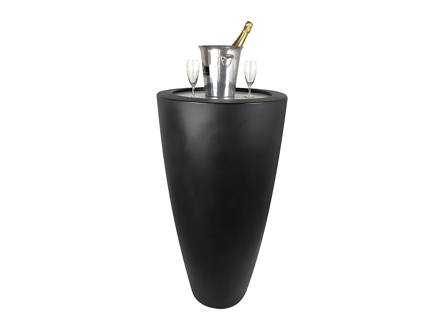 Pot Conique 3 En 1pot De Fleurs- Mange Debout-seau A Champagne Dessus Inox