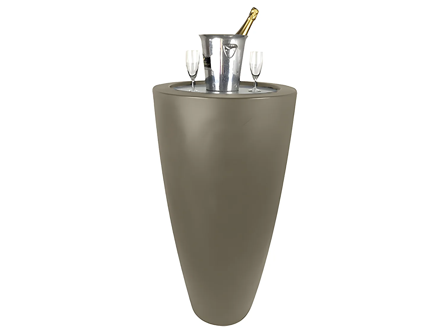 Pot Conique 3 En 1pot De Fleurs- Mange Debout-seau A Champagne Dessus Inox
