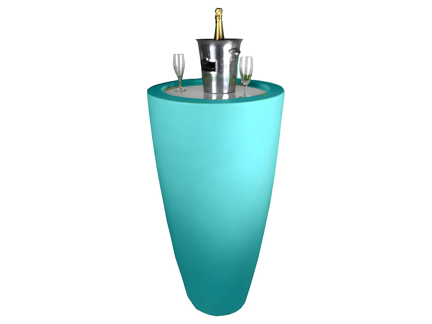 Pot Conique 3 En 1 Pot De Fleurs-mange Debout-seau à Champagne Dessus Polyéthylène Blanc