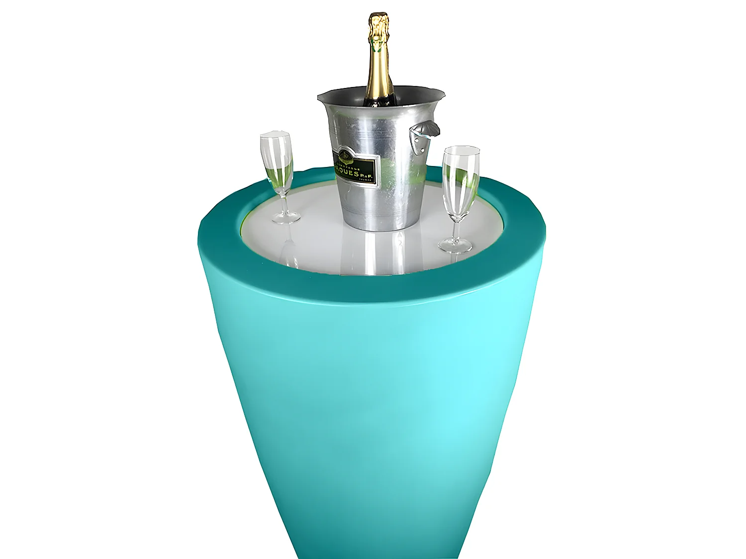 Pot Conique 3 En 1 Pot De Fleurs-mange Debout-seau à Champagne Dessus Polyéthylène Blanc