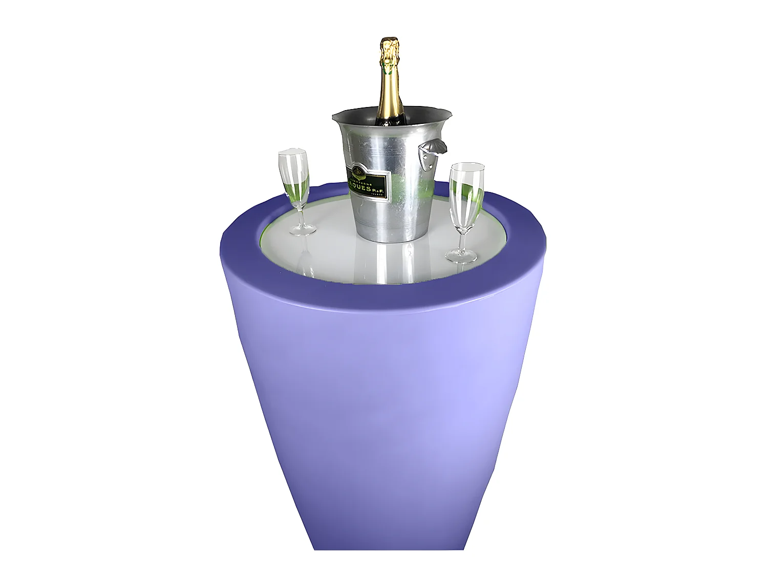 Pot Conique 3 En 1 Pot De Fleurs-mange Debout-seau à Champagne Dessus Polyéthylène Blanc