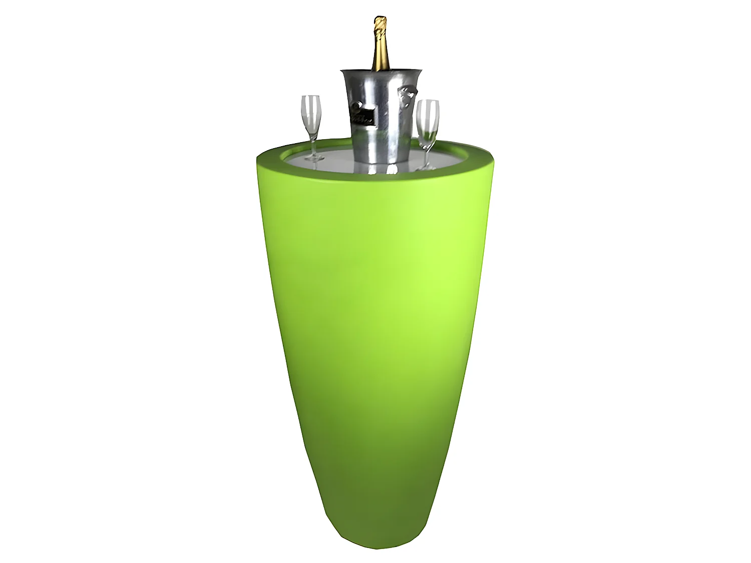 Pot Conique 3 En 1 Pot De Fleurs-mange Debout-seau à Champagne Dessus Polyéthylène Blanc