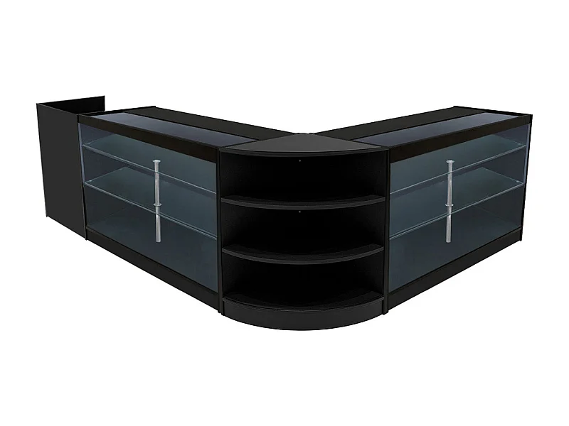 Set Mostradores Comerciales con Luz LED "ASTRO"  LM60 + 2xK1500 + TB60 – Negro